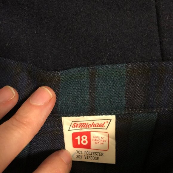 Vintage Pleated Girls Green Blue Tartan Wrap Skirt Punk Academia Cottagecore - Picture 8 of 11